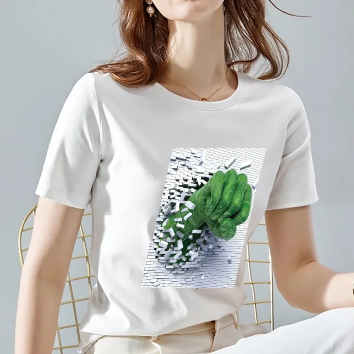Street%20Fashion%20Women's%20T-shirt%20White%20Classic%20Daisy%203D%20Pattern%20Printing%20T-shirt%20Top%20O-neck%20Ladies%20Youth%20Commuter%20All-match%20Top%20-%20Image%206