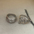 2024 Trendy Cut-Out Ot Buckle Styling Chunky Rings Fashion Jewelry Silver Rings Wedding Ring Set for Women And Men. 