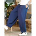 Spring and Summer Linen Pants Men's Loose Style plus Size Overweight Man Wide-Leg Pants Big Crotch Pants Lantern Harem Pants Casual Trousers.