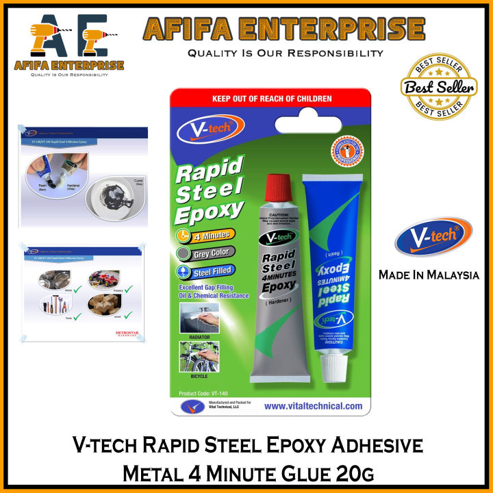 V-tech Rapid Steel Epoxy 20g Adhesive Metal Glue 4 Minute Setting