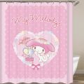180cm Kawaii Sanrios Kuromi My Melody Kitty Anime Cartoon Shower Curtains Bathroom Waterproof Curtain With Hooks Girls Gifts. 