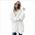 Autumn Winter Double Fleece Cardigan Jacket Women Solid Color Long Sleeve Plush Warm Hooded Lady Jacket Oversized Outerwear Coat. 