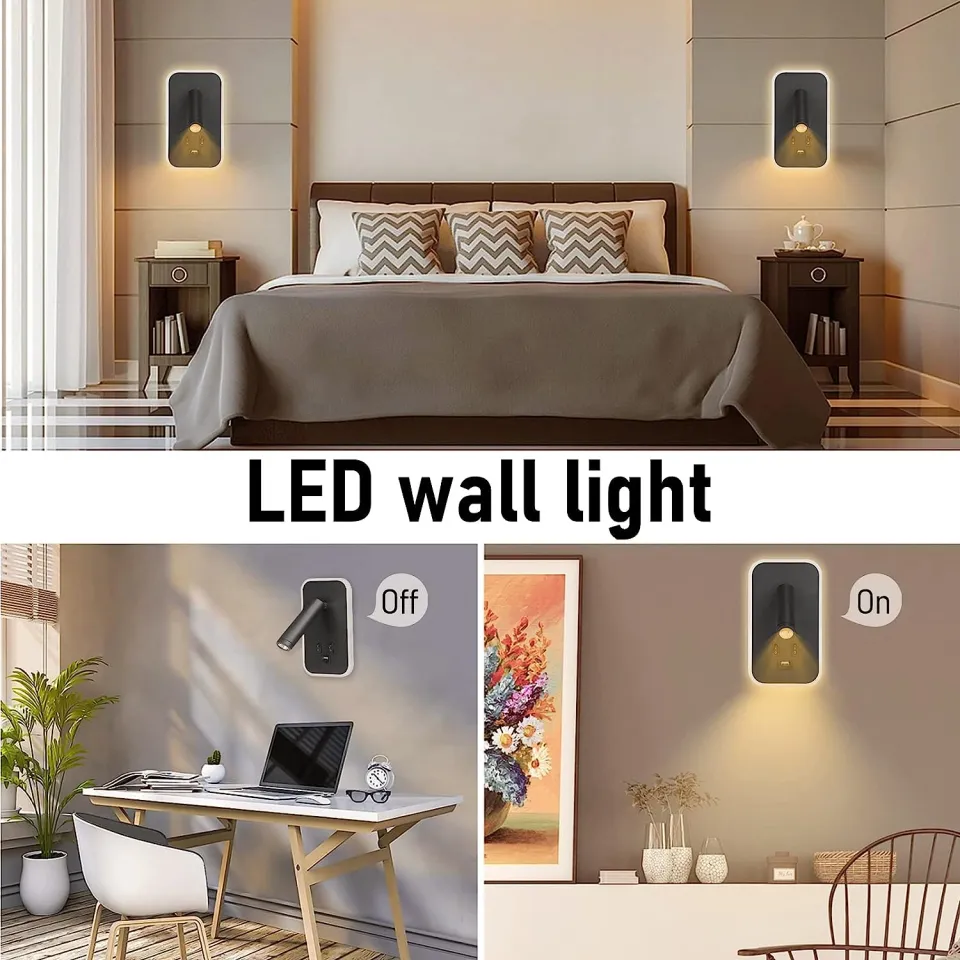 Reading Lights Bedroom Lights Wall Mounted Bedside Wall Lamp, LED