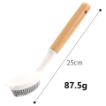 Dish Brush Dish Scrubber Pan Brush Non Stick Dish Pan Brush with Bamboo Handle, Dishwashing and Cleaning Double Head Pan Brush and Cup Brush.