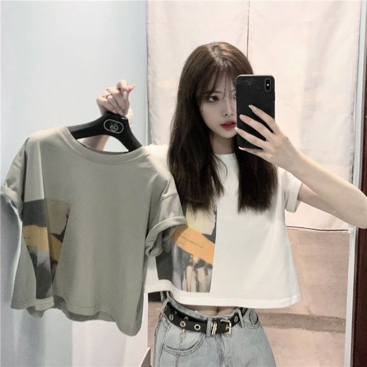 Short Sleeve T Women's T-shirt Short Korean Style Summer New Scheming Navel ins Tide
