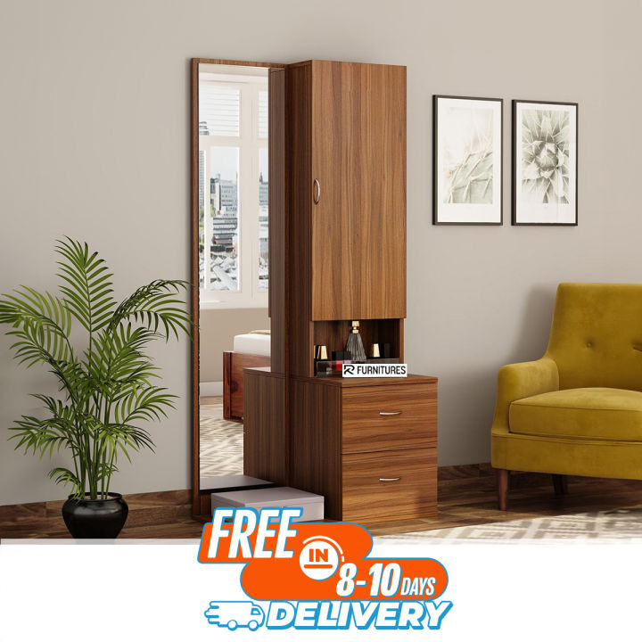 Upscaled Quality - RK Engineered Wood Dressing Table with Cabinet and Pull-Out Drawers - Vintage Choice - To Exprerience Greatness