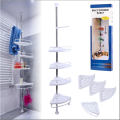 Bathroom corner shelf for shower telescopic 4 shelves hangers adjustable height 165-320 cm. 