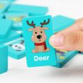 Kid Wooden Memory Solitaire Matching Game Two Player Party Family Board Games Fruit Animal Cartoon Early Educational Puzzles Toy.