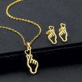Korean Love Shaped Necklace Earrings Set For Women/Gift For Grils. 