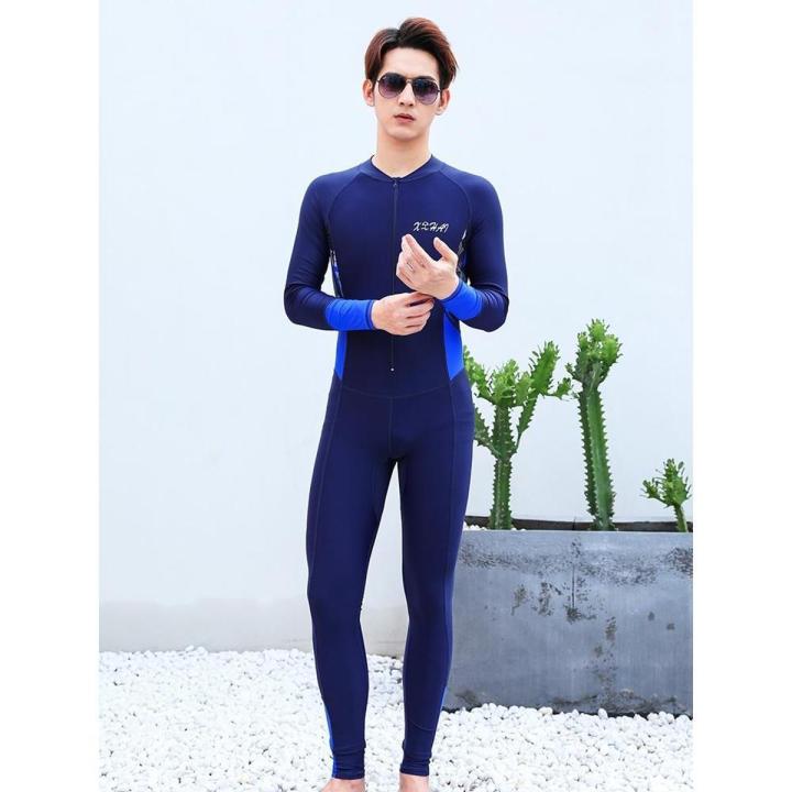 One-Piece Swimsuit Men's Suit Long-Sleeved Trousers Sun Protection