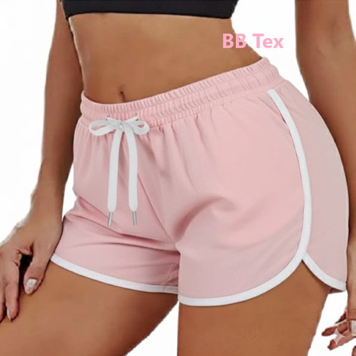 Comfort Fit Lounge Shorts with Elastic Waistband for Girls - Solid Color with Side Stripe Design