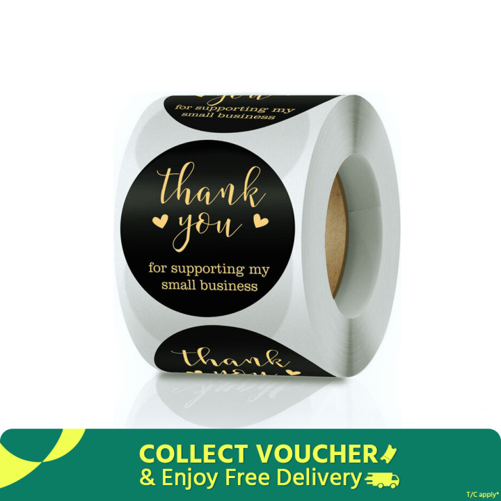 500 pieces 1 Inch/ 1.5 Inch/ 2 Inch Black Thank You Order Stickers Decorative Thank You Label Sticker Stationery, Business Packaged, Gift Wrapped, Handmade and Food Sticker