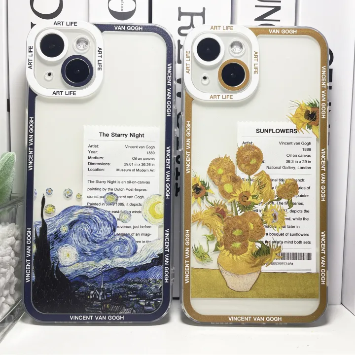 Van Gogh Sunflowers The Starry Night Art Aesthetic Phone Case For iPhone 15 14 13 12 11 Pro Max Mini X XR SE 8 Plus Soft Cover