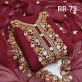 Indian unstitched maroon color weightless georgette computer embroidery work salwar kameez three piece for women - party wear.