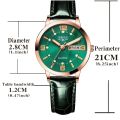 Leather Strap Dual Calendar Life Waterproof Ladies Watch Luminous Week Calendar Function Women's Fashion Quartz Watch Date Watch.