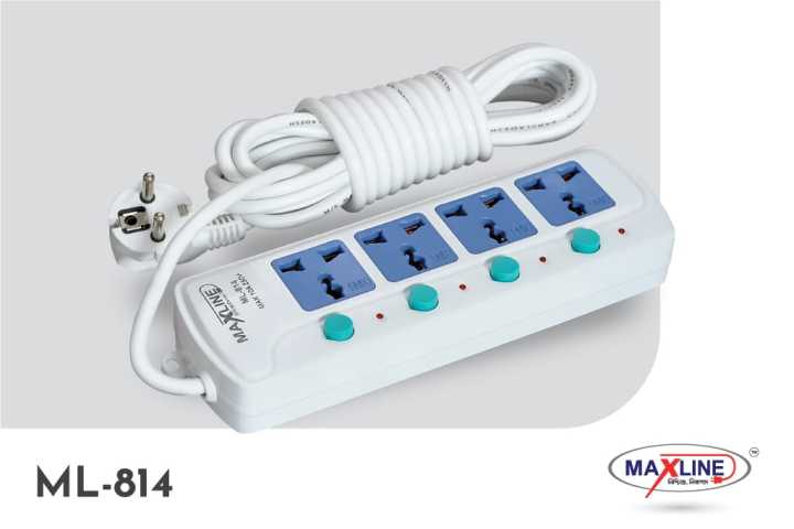 Maxline ML-814 Multiplug 4 Port Extention Socket - Multi Plug | Daraz ...