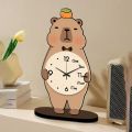 Cute Creative Capybara Table Clock Simple Animal Alarm Clock Wooden Silent Desktop Clocks Gift. 