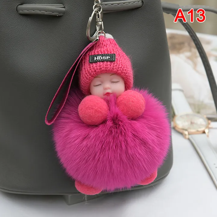 Pompom%20Sleeping%20Baby%20Keychain%20Cute%20Fluffy%20Plush%20Doll%20Keychains%20-%20Image%205