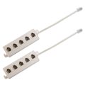 2X Beige RJ11 6P4C Male Plug to 5 Ports 6P2C Female Socket Phone Line Splitter Adapter.