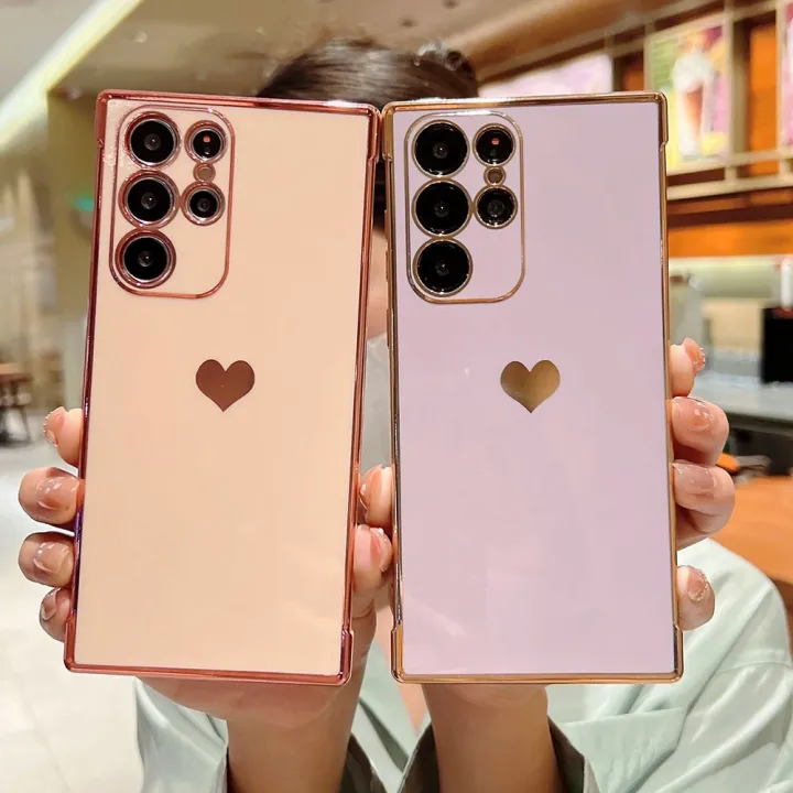 Soft%20Electroplated%20Love%20Heart%20Phone%20Case%20For%20Samsung%20S24%20S23%20S22%20Ultra%20S21%20Plus%20S20%20FE%20A13%20A53%20A52%20A12%20Silicone%20Shockproof%20Cover%20-%20Image%202