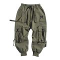 Ribbons Hop Tactical Cargo Pants Men's Casual Letter Embroidery Streetwear Dance Sport Pencil Pants Male Trousers.