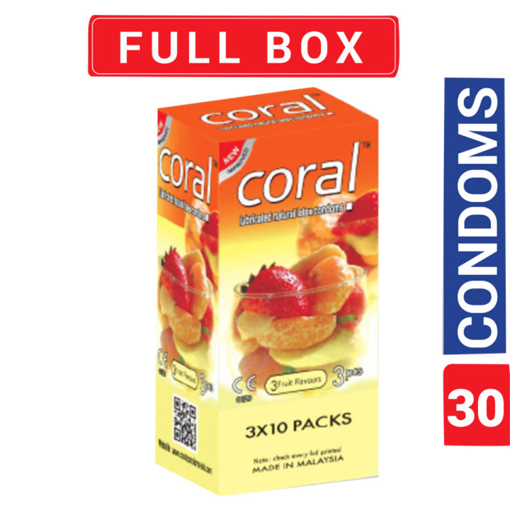 Coral%203%20Fruits%20Flavors%20Lubricated%20Natural%20Latex%20Condom%20For%20Men%20Full%20Box%20-%20Image%202