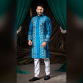 Puja Special Semi Long cotton mixed block Printed Panjabi for mens.