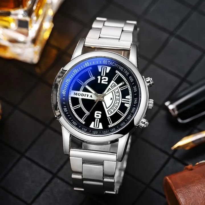 Blue%20Light%20Glass%20Watch%20Elegant%20Men's%20Quartz%20Watch%20with%20Round%20Dial%20Formal%20Business%20Style%20Scratch%20Resistant%20for%20Accurate%20for%20Men%20-%20Image%204