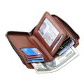 Fashion Men's Leather Wallet RFID Anti Theft Male Business Card Holder Man Money Bag Purse Zipper Wallet for Men. 