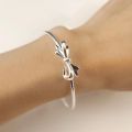 Live source of goods, small fresh 925 silver plated bow open bracelet, bracelet, jewelry, ladies couple, cross-border.