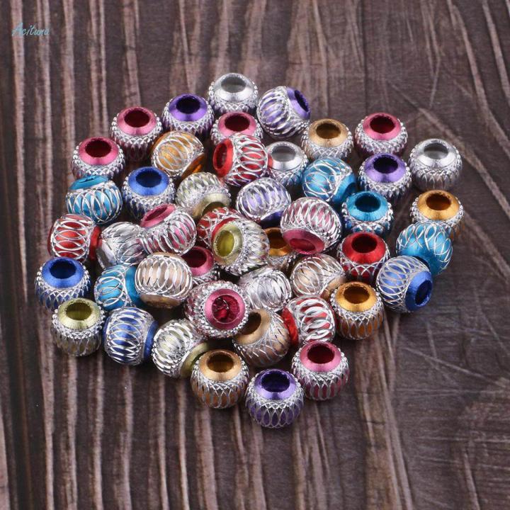 50Pcs Charm Bead European Carved Spacer Beads For Jewelry Bracelet Findings