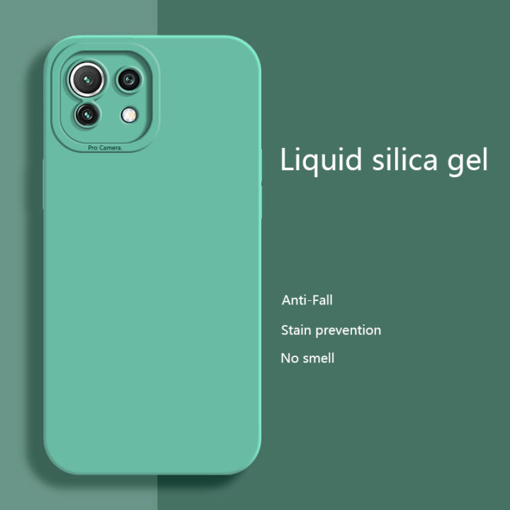 Olige%20Case%20For%20Xiaomi%20Mi%2011%20Lite%205G%20NE%20Liquid%20Silicone%20Matte%20Shockproof%20Soft%20Phone%20Back%20Cover%20-%20Image%202