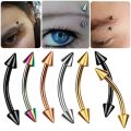 2pcs Stainless Steel Colorful Curved Barbell Double Spike Ball End Eyebrow Piercing Nose Rings Banana Barbell Piercing Jewelry. 