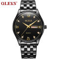 Olevs 5570 Men's Stainless Steel  Luminous dial Date and week  Waterproof Quartz Wrist Watch. 