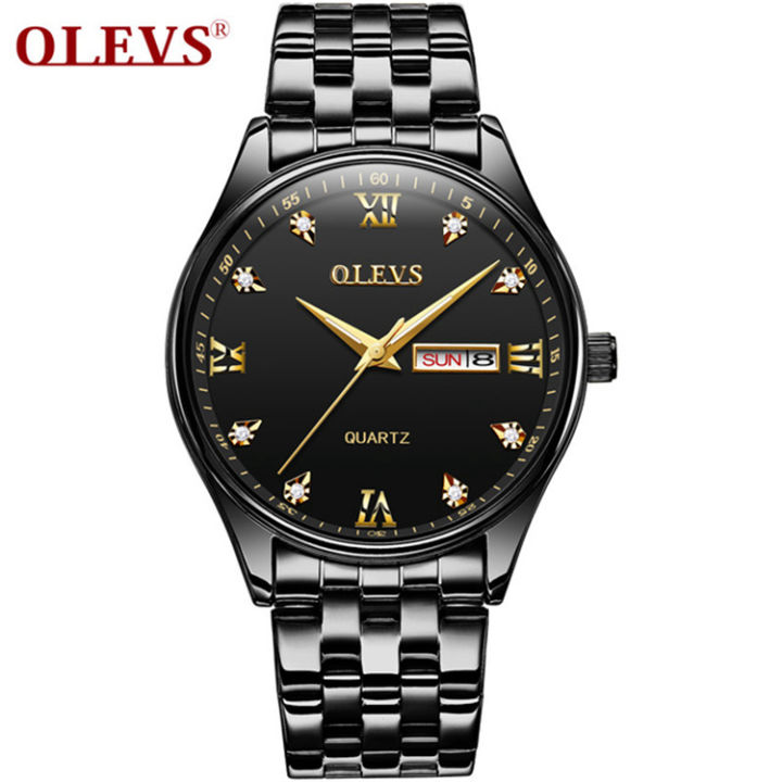 Olevs%205570%20Men's%20Stainless%20Steel%20%20Luminous%20dial%20Date%20and%20week%20%20Waterproof%20Quartz%20Wrist%20Watch%20-%20Image%205