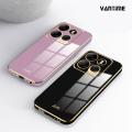 For Tecno Spark Go 2023 Soft Case Lens Protector Square Frame Shiny Bling Back Cover.