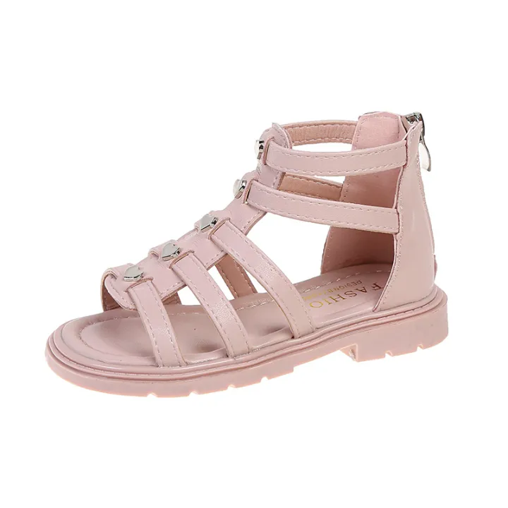Girls%20roman%20sandals%20spring%20summer%202024%20new%20korean%20fashion%20summer%20little%20girl%20studded%20high-top%20princess%20children's%20shoes%20-%20Image%205