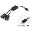 Dual Micro USB OTG Hub Host Adapter Cable for Tablet PC and Smart Phone.