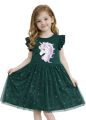 1 piece 1-4 years end 10-12 years Girl's Floral Dress Set with navy blue Frock. 