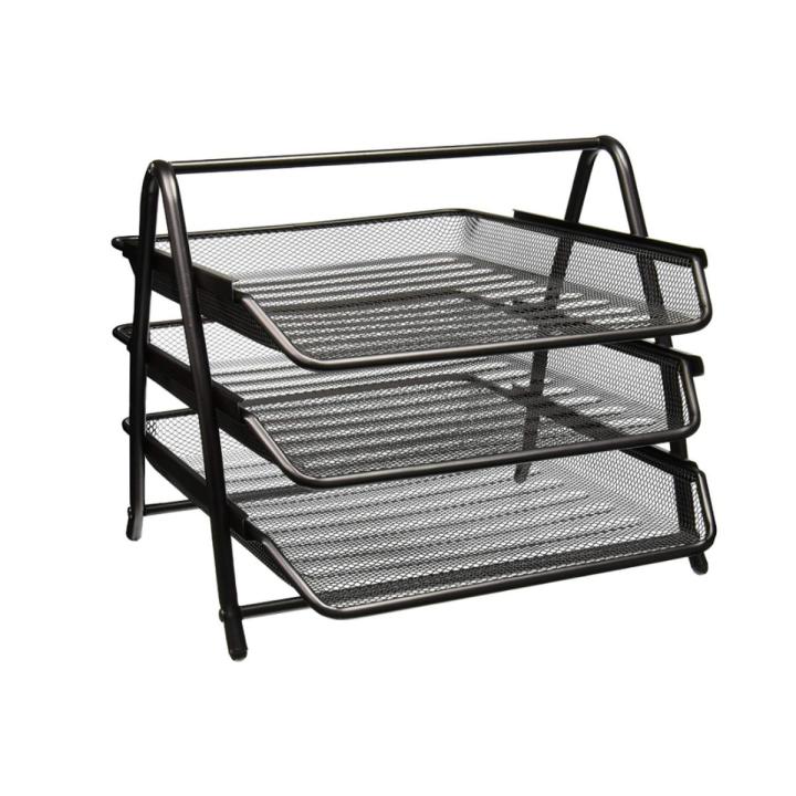 Metal Mesh 3 Tier Document Tray File Tray File Rack for A4 Documents ...