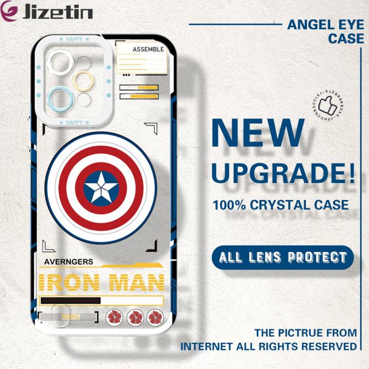 Jizetin for Realme C31 Back Cover Crystal Transparent Cartoon Iron Man Soft Full Camera Cover Protection Phone Cases
