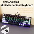 R680 Mechanical Keyboard Gaming Wired,APAYADO 68-Key Layout Mini Mechanical Keyboard,Full-key Punchless,11 RGB Light Effects. 