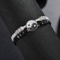 Woven Rope Bracelet Yin Yang Beads Adjustable Couple Pairing Friendship Gift.