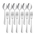 Premium 12-Piece Stainless Steel Spoon & Fork Set - 6 Tea Spoons + 6 Fork Spoons. 