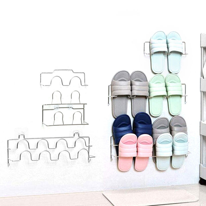 Wall Mounted Slipper Storage Rack Hanging Shelf Shoes Organizer