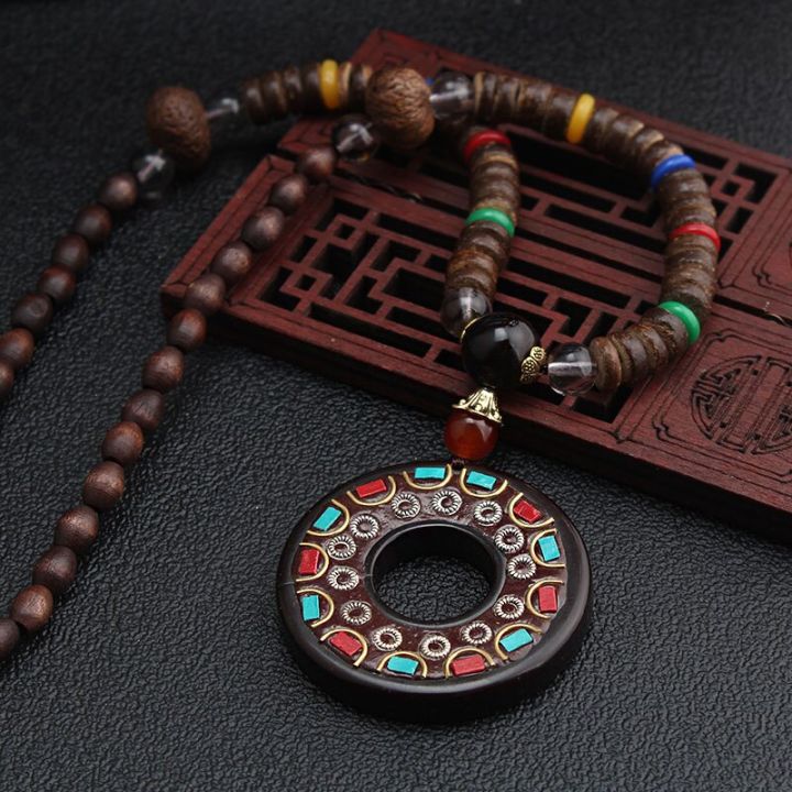 Handmade%20Vintage%20Ethnic%20Round%20Nepal%20Buddhist%20Mala%20Necklace%20Wood%20Beads%20Statement%20Pendants%20Necklace%20Women%20men%20Jewelry%20-%20Image%203