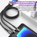 High Quality Super fast Charging 3 in 1 100W 3 In 1 Transparent Pilot Lamp Super Fast Charging Cable 6A Universal with Type C Usb Micro for Samsung Huawei Xiaomi Iphone. 