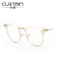 Retro T-shaped glasses frame Half-frame metal white frame glasses trend flat mirror. 