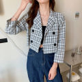 Plaid Suit Jacket for Women Autumn 2021 New Korean Version. 