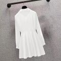 M-4XL Women's Shirt Lapel V Neck Long Sleeves Irregular Hem Plus Size Waist Tight Adjustable Belt Pullover Shirt Female Clothing. 